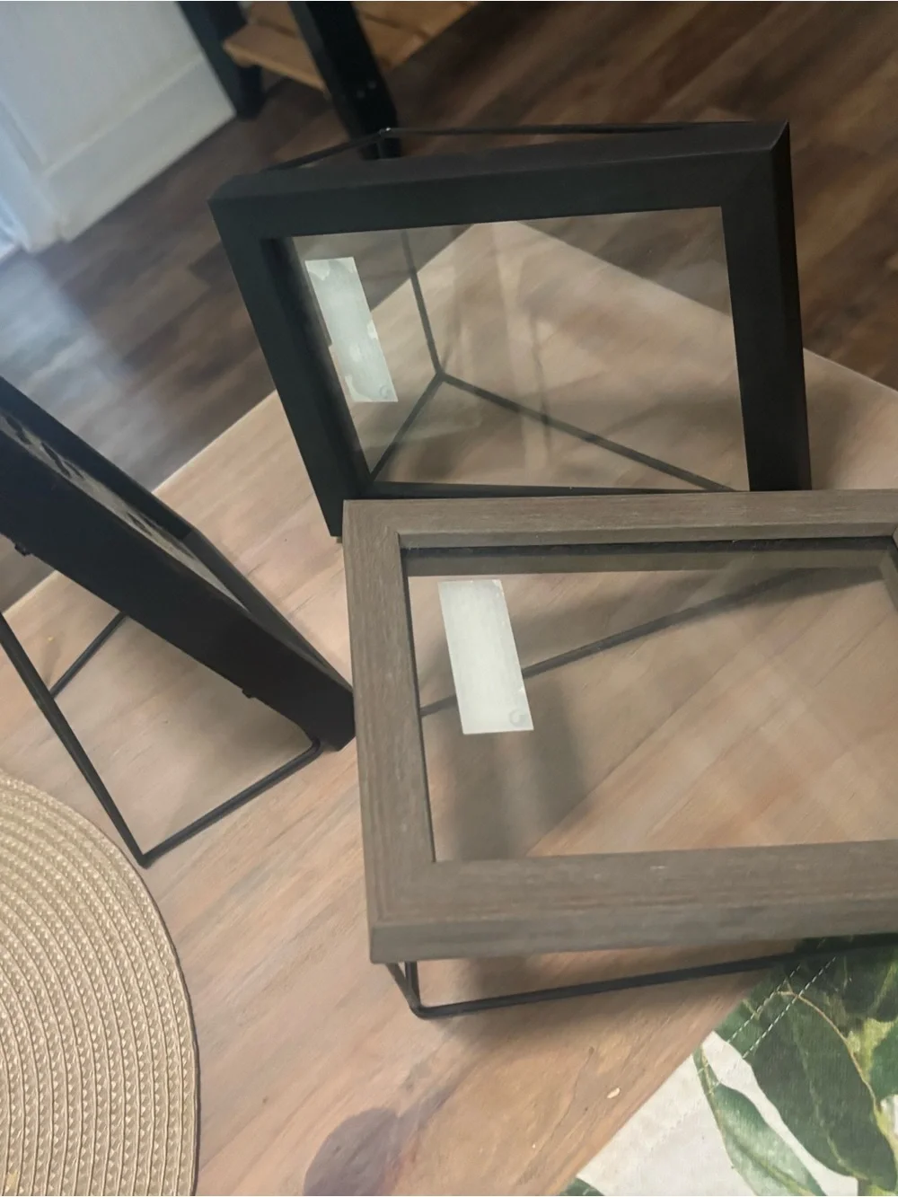 Wood-Frame Glass Display Box - Brown and two black
